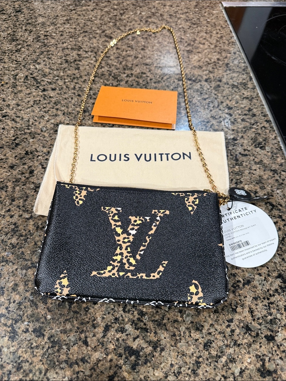 Louis Vuitton Black Leopard-Print LV Chain Crossbody